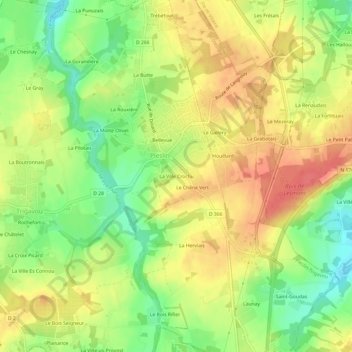 La Ville Crochuの地形図、標高、地勢