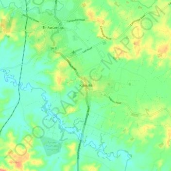 Kihikihiの地形図、標高、地勢