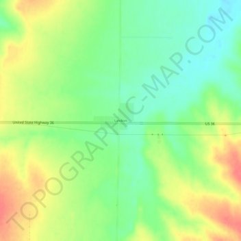 Lindonの地形図、標高、地勢