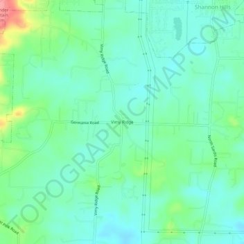 Vimy Ridgeの地形図、標高、地勢