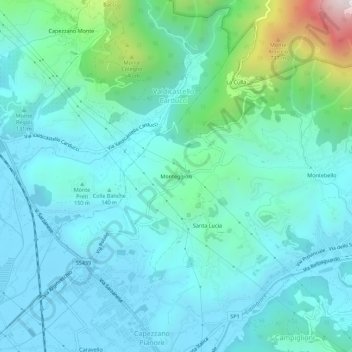 Monteggioriの地形図、標高、地勢