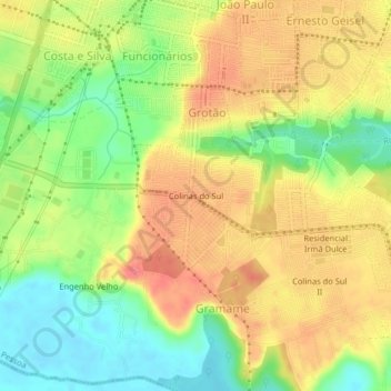 Colinas do Sulの地形図、標高、地勢