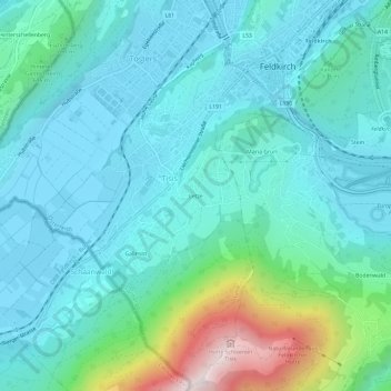 Letzeの地形図、標高、地勢