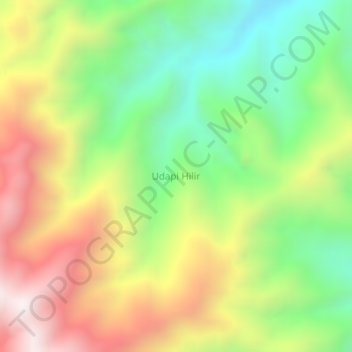 Udapi Hilirの地形図、標高、地勢