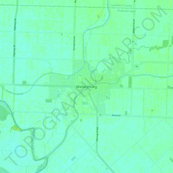 Wallaceburgの地形図、標高、地勢