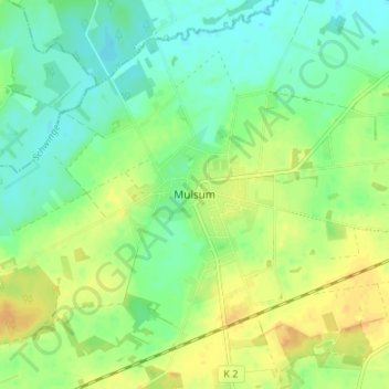 Mulsumの地形図、標高、地勢