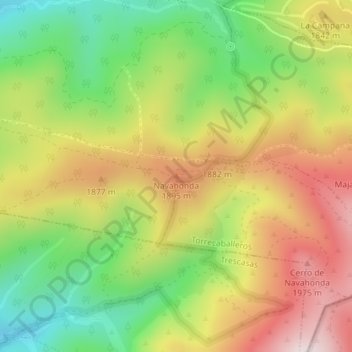 Navahondaの地形図、標高、地勢