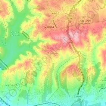 Ramdaniaの地形図、標高、地勢