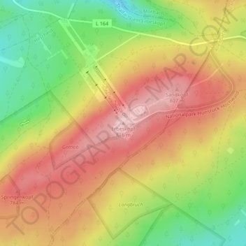 Erbeskopfの地形図、標高、地勢