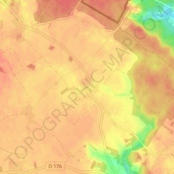 La Hunièreの地形図、標高、地勢