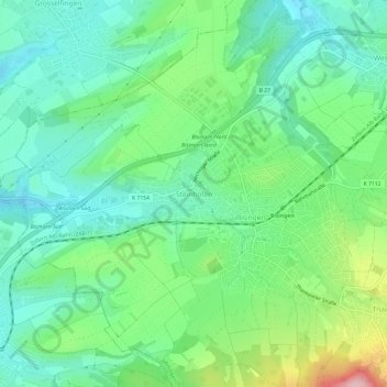 Steinhofenの地形図、標高、地勢