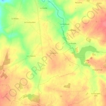 Le Lattierの地形図、標高、地勢
