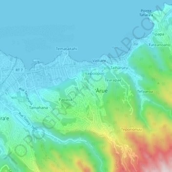 Faretooの地形図、標高、地勢