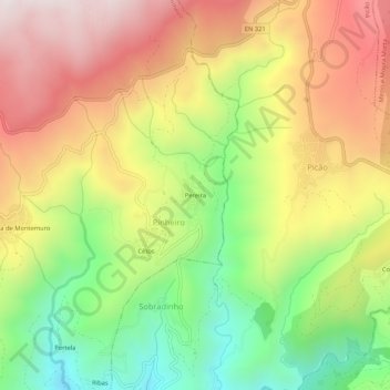 Pereiraの地形図、標高、地勢