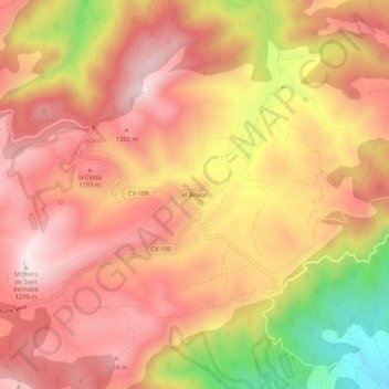 El Boixarの地形図、標高、地勢