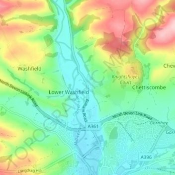Bolhamの地形図、標高、地勢