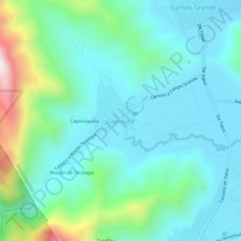 Capolucaの地形図、標高、地勢