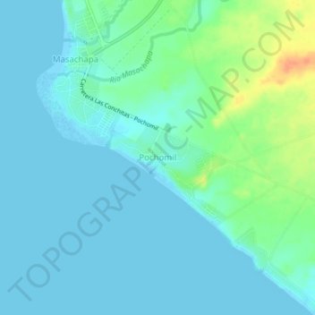 Pochomilの地形図、標高、地勢