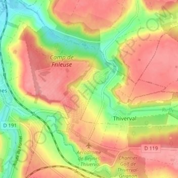 Val des Quatre Pignonsの地形図、標高、地勢