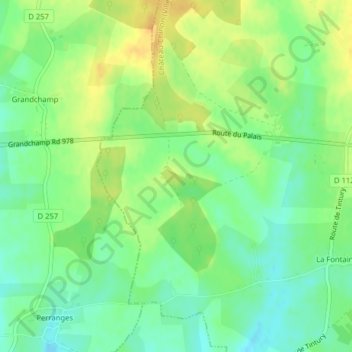Les Marollesの地形図、標高、地勢