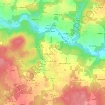Bauvaisの地形図、標高、地勢