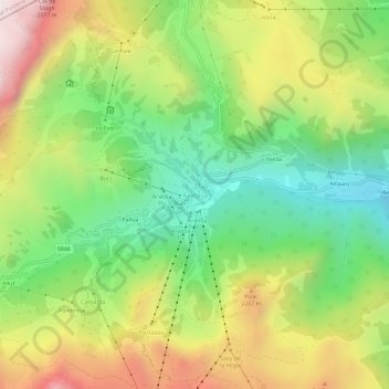 Arabbaの地形図、標高、地勢
