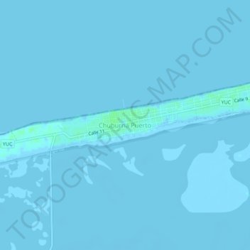 Chuburná Puertoの地形図、標高、地勢