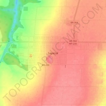 Sapezalの地形図、標高、地勢
