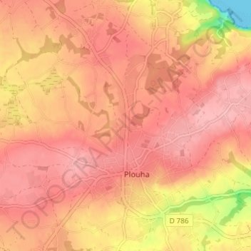 Kerlerotの地形図、標高、地勢