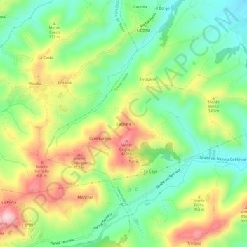 Cagliaraの地形図、標高、地勢