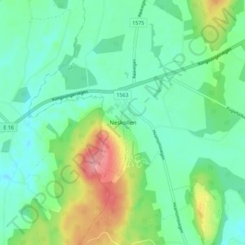 Neskollenの地形図、標高、地勢