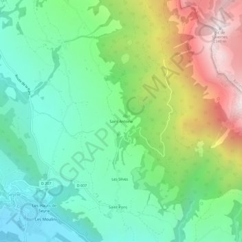 Saint Antoineの地形図、標高、地勢