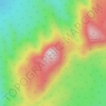 Mount Freycinetの地形図、標高、地勢