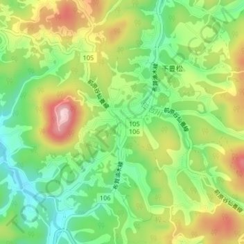 豊松の地形図、標高、地勢