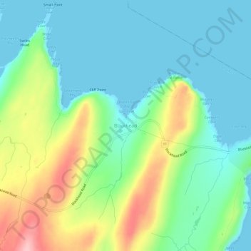 Blackheadの地形図、標高、地勢