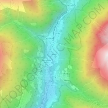 Bondoの地形図、標高、地勢