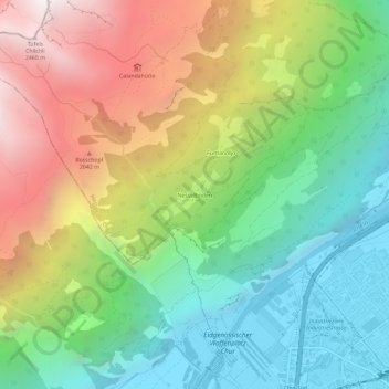Nesselbödenの地形図、標高、地勢
