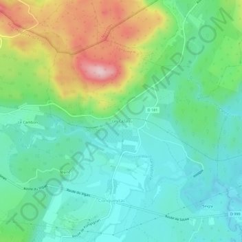 Les Cazalsの地形図、標高、地勢