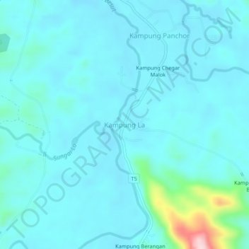 Kampung Laの地形図、標高、地勢
