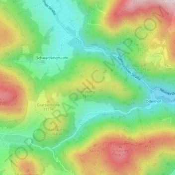Anzbergの地形図、標高、地勢