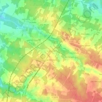 La Roulerieの地形図、標高、地勢