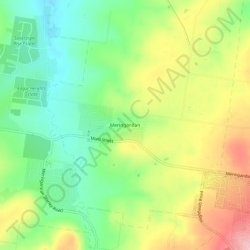 Meringandanの地形図、標高、地勢