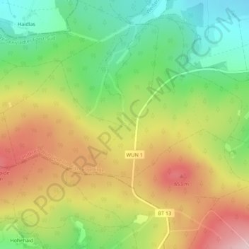Egerquelleの地形図、標高、地勢