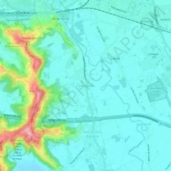 Campedelloの地形図、標高、地勢