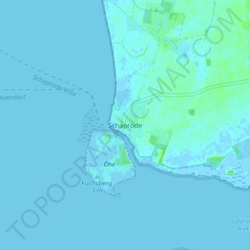 Schaprodeの地形図、標高、地勢