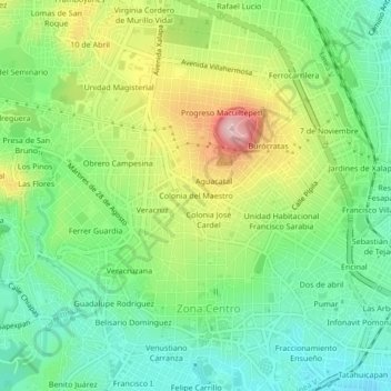 Colonia del Maestroの地形図、標高、地勢