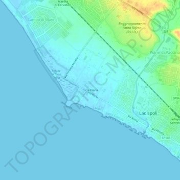 Torre Flaviaの地形図、標高、地勢