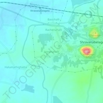 Jinnenahalliの地形図、標高、地勢