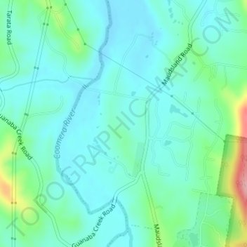 Maudslandの地形図、標高、地勢