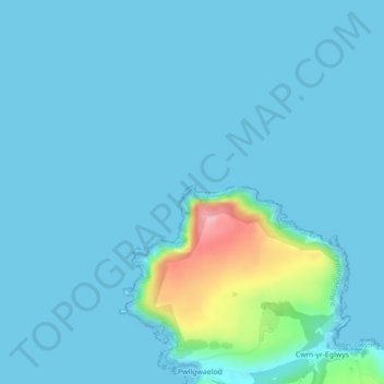 Dinas Headの地形図、標高、地勢